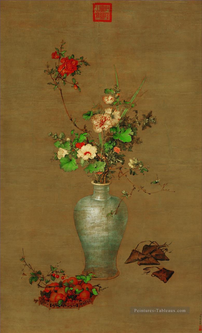 Adeptes dans le vase lang brillant ancienne Chine encre Giuseppe Castiglione Peintures à l'huile